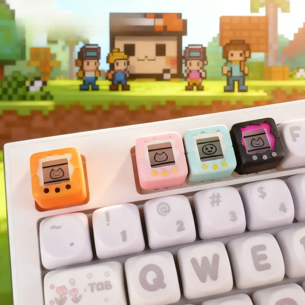 Detailed retro electronic pet keycap, a playful miniature console design bringing nostalgia to your mechanical keyboard.