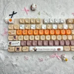 Elegant Siamese Cat PBT MOA keycaps set from multiple angles, revealing graceful feline motifs, durable PBT material, and the comfortable MOA profile.
