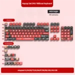 Evangelion Unit-02 PBT translucent keycaps set featuring vibrant red and orange colors, showcasing the iconic anime mecha aesthetic with four-sided translucency.