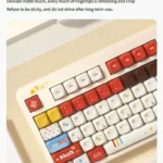 Super Player retro gaming keycap set, playfully displayed from various angles. Features vibrant primary colors and bold pixel art for a nostalgic gaming art.