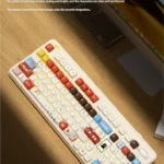 Super Player gaming keycap set showcasing a vibrant retro pixel art aesthetic with bold primary colors for a playful look.