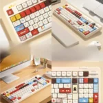 Super Player gaming keycap set showcasing a vibrant retro pixel art aesthetic with bold primary colors for a playful look.