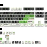 An angled view of the Phantom Mecha side-lit PBT gaming keycaps set, emphasizing the stealthy legends and premium mecha aesthetic for gamers.