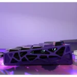 A gallery showcasing Gengar pearlescent PBT keycaps set for magnetic switches, highlighting their shimmering, high-gloss metallic finish from various angles.