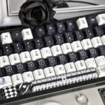 Gallery of the Gothic Lace PBT Keycap Set, revealing its unique intricate black lace patterns and dreamlike gothic motifs from diverse angles.