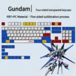 Stunning Gundam Mecha translucent keycap set for custom keyboards, showcasing iconic Japanese aesthetics and dynamic sci-fi design.