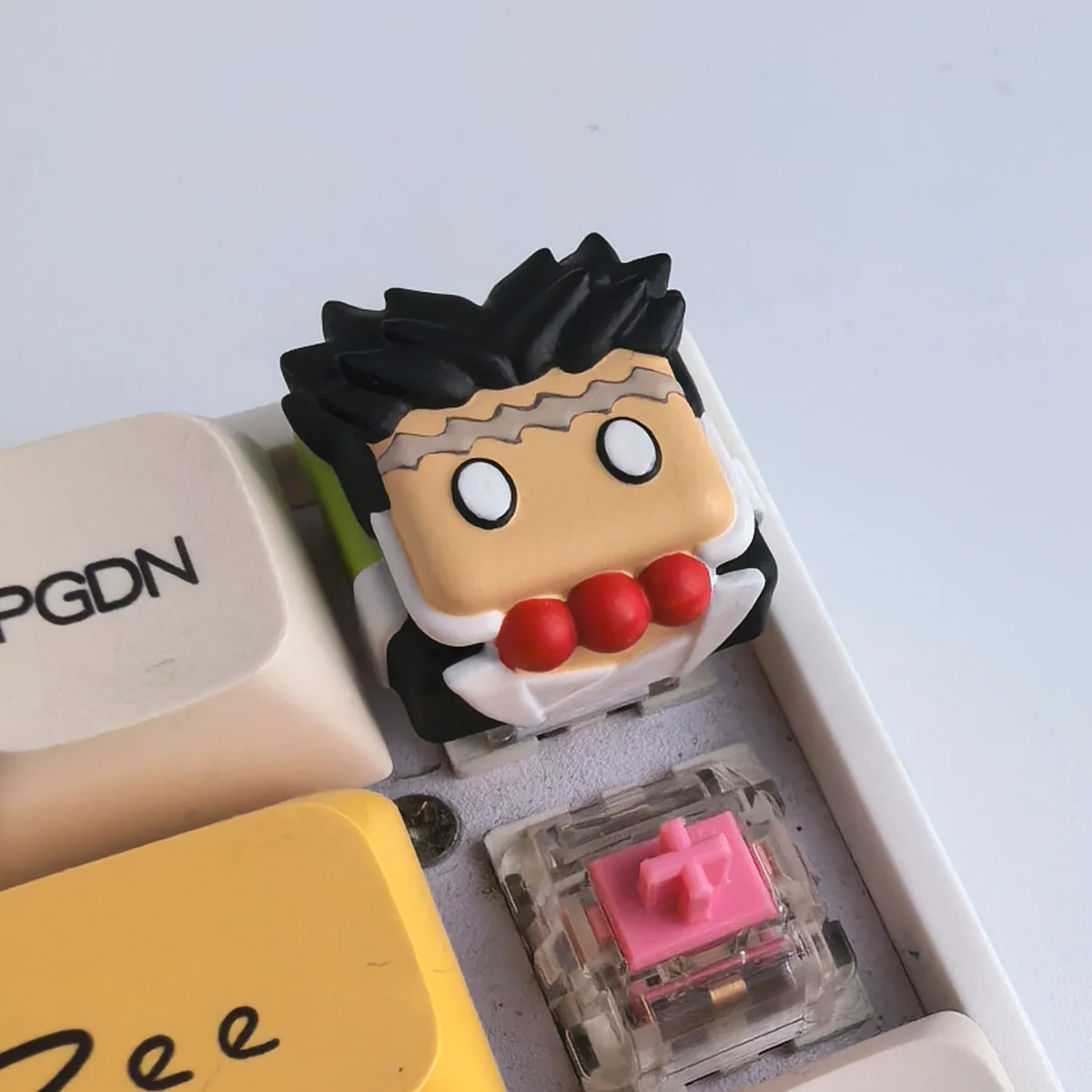 Handmade Demon Slayer Gyomei Himejima artisan keycap, intricately sculpted, capturing his stoic strength for your keyboard.