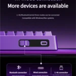 Premium Hacker KB02 Tri-Mode Gaming Keyboard gallery, showcasing its compact, hot-swappable design and dynamic RGB lighting from various angles.