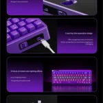 Close-up of the Hacker KB02 Tri-Mode Gaming Keyboard highlighting its dynamic RGB lighting and compact, premium build for an immersive gaming experience.