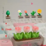 Handcrafted botanical art resin artisan keycap, showcasing a vibrant miniature world of real tiny plants encased in clear, shimmering resin.