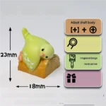 Whimsical handcrafted 3D artisan Parrot Hugging Stump featuring a vibrant green parrot perched on a wooden stump, delicately holding a wooden peony.