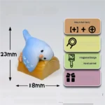 Whimsical handcrafted 3D artisan Parrot Hugging Stump featuring a vibrant blue parrot perched on a wooden stump with a delicate pink peony flower.