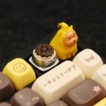 Close-up views of the whimsical Twinkle Twinkle Cat & Bowl Keycaps, showcasing its vibrant handcrafted details and imaginative design from multiple angles.