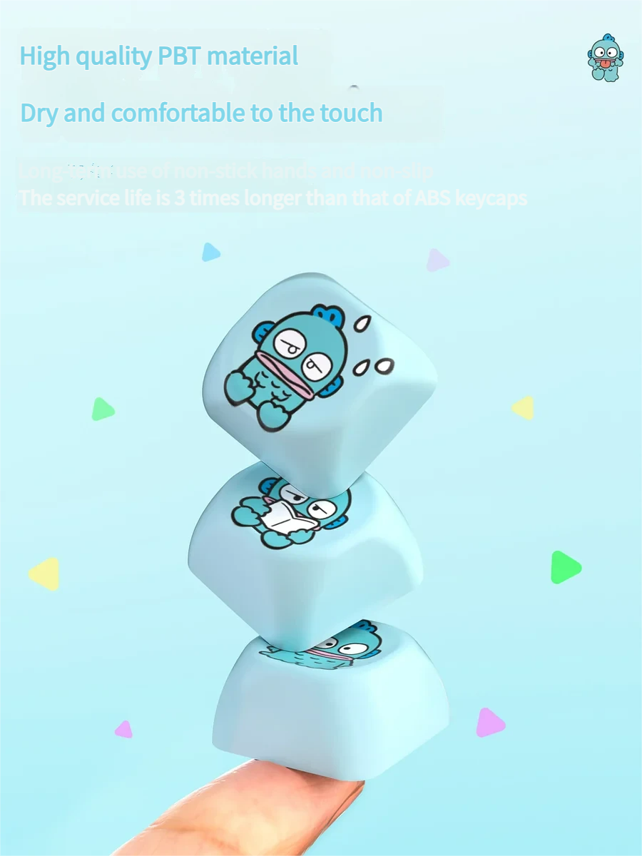 Exclusive Hangyodon Clownfish PBT keycaps set, vibrantly featuring playful art and oceanic hues from multiple angles.