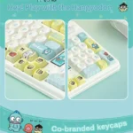 Exclusive Hangyodon Clownfish PBT keycaps set displayed from various playful angles, highlighting vibrant oceanic designs and unique character details design.