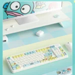 Exclusive Hangyodon Clownfish PBT keycaps set displayed from various playful angles, highlighting vibrant oceanic designs and unique character details design.