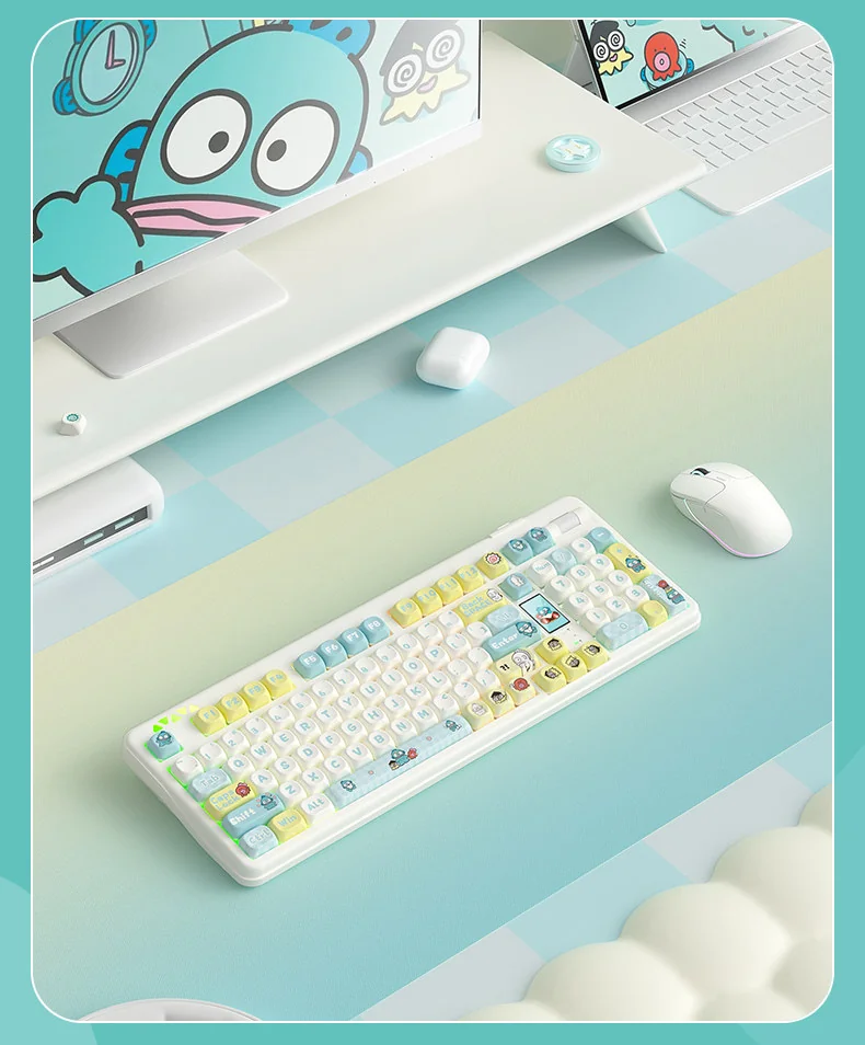 Exclusive Hangyodon Clownfish PBT keycaps set, featuring playful, vibrant orange and white clownfish art for a unique oceanic keyboard theme.