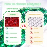 Showcasing vibrant Tropical Hawaiian PC dye-sub keycaps set from multiple angles, highlighting their translucent glow and lush light green paradise aesthetics.