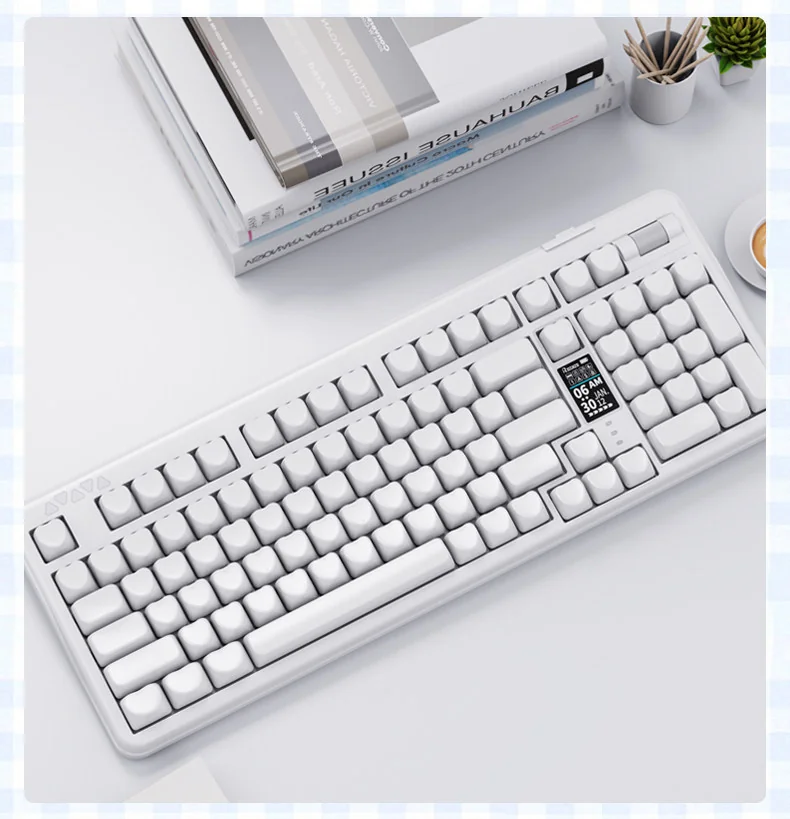 Experience pure elegance with this minimalist pure white Heart PBT Keycap Set, highlighting its durable PBT construction and delicate heart motif.