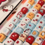 With the Playful Hello Kitty MOA profile keycap set photos, displaying iconic character art, smooth pastel aesthetic, and its unique shape from different angles.