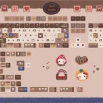 Hello Kitty Mont Blanc chestnut 147-key MDA profile keycap set, showcasing warm creamy browns and whites for a delightful dessert-inspired setup.