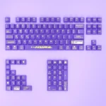 Playful Hi Score Girl translucent PC keycaps set showcasing vibrant anime characters and retro arcade pixel art, perfect for backlit keyboards.