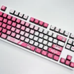 Vibrant Bocchi the Rock! backlit keycaps set featuring detailed anime character art and illuminating four-sided translucent effects, displayed from a dynamic angles.