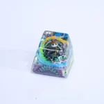 Multiple angles of a hand-painted translucent Sherma Hollow Knight artisan keycap, showcasing intricate details.