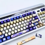 Exquisite Phainon Honkai Star Rail metallic coating artisan keycap set, handcrafted with a premium metallic finish and a sleek futuristic anime design.