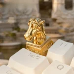 Majestic bronze horse head artisan keycap displayed from multiple angles, revealing its intricate details, antique finish, and artistic craftsmanship.
