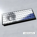 A gallery of Ayanami Rei Line Art PBT keycaps set, showcasing the iconic minimalist design from various angles to elevate your keyboard.
