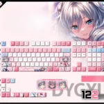 Exclusive Jigokudani Sara PBT backlit keycap set featuring vibrant Sweet Girlfriend anime art, perfect for a playful keyboard upgrade.