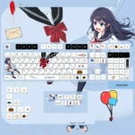 Original JK Girl PBT keycaps set, a delightful opaque full set with charming anime schoolgirl art, perfect for a custom mechanical keyboard.