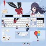 Playful JK Girl PBT anime keycaps set, a charming original custom set with front light-transmitting legends, perfect for a standard keyboard.