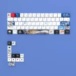 Elegant Kaitou Kid PBT side-engraved shine-through keycaps set displayed, showcasing clean legends and mysterious phantom thief motifs, ideal for backlit keyboard.