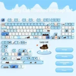 A whimsical Lazy Cat Keycap Set in MAO profile, showcasing an adorable, relaxed cartoon cat design made from durable PBT for a playful keyboard accent.