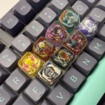 Handcrafted translucent League of Legends champion keycaps from various angles, showcasing intricate resin sculpts and their luminous SA profile.