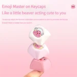 Whimsical Loopy Beaver PBT keycaps set in MOA profile, showcasing their durable PBT material and adorable beaver design from various playful angles.