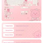 Playful Loopy Beaver PBT keycaps set, durable MOA profile set. Adorable beaver characters in earthy pastel colors, viewed from multiple angles.