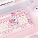Whimsical Loopy Beaver PBT keycaps set in MOA profile, showcasing their durable PBT material and adorable beaver design from various playful angles.