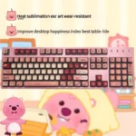 Loopy Character Shine-through Keycap set gallery. Vibrant character art, mesmerizing four-sided RGB diffusion. Premium, playful keyboard style.