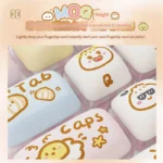 Close-up of an adorable, plump Lucky Bun Keycap Set, showing its soft internal from a charming side angle, radiating whimsical good luck.