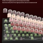 Playful M99 Magnetic Switch Mechanical Keyboard showcasing its unique cosmetic-inspired design and soft colors from various angles, emphasizing ultra-responsive.