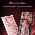Playful M99 Magnetic Switch Mechanical Keyboard gallery, showing its charming, cosmetic-inspired design, soft colors, unique keycaps, and ultra-responsive magnetic switch.