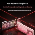 A charming M99 Magnetic Switch Mechanical Keyboard, showcasing its unique cosmetic-inspired design with soft pastel keys, perfect for ultra-responsive playful gaming setup.