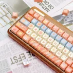 Detailed view of the charming Maillard Bear PBT dye-sub keycaps set, highlighting their unique warm brown hues and cute bear artwork for a playful setup.