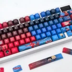 Iconic Marvel keycaps set: a premium custom set showcasing bold Iron Man and Captain America designs. Elevate your keyboard with heroic art.