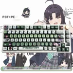 Subaru Awa MDA Keycap Set showcasing their sleek, ergonomic MDA profile with vibrant four-sided translucent RGB lighting illuminating a modern keyboard set.