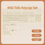 Milk Tofu PBT Dye-Sub keycap set variant in a creamy white, minimalist aesthetic with crisp, subtle legends, highlighting its clean premium design.