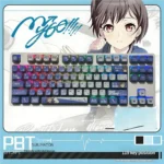 MyGO Tomori translucent PBT keycaps set, showcasing vibrant anime luminescence and four-sided glow for a melancholic artistic keyboard aesthetic.